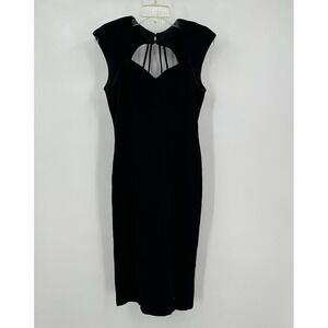 Faviana Womens Vintage Y2K Cutout Black Midi Dress Size 11/12 Minimalist Chic